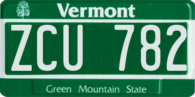 VT license plate ZCU782