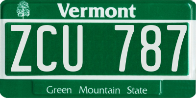 VT license plate ZCU787