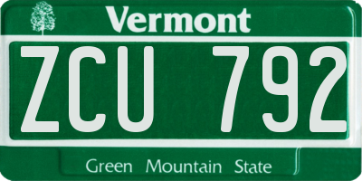 VT license plate ZCU792