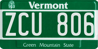 VT license plate ZCU806
