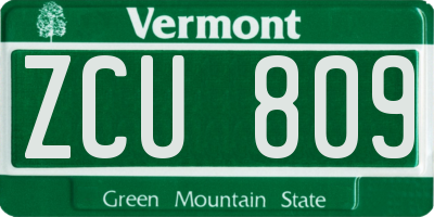 VT license plate ZCU809