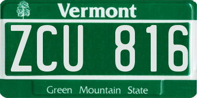 VT license plate ZCU816