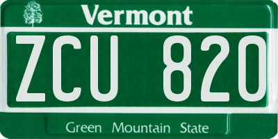 VT license plate ZCU820