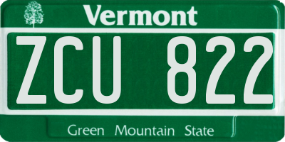VT license plate ZCU822