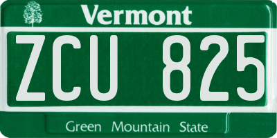 VT license plate ZCU825