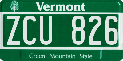 VT license plate ZCU826