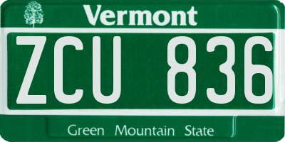 VT license plate ZCU836