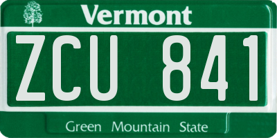 VT license plate ZCU841