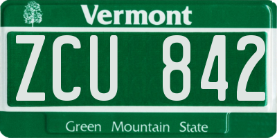 VT license plate ZCU842