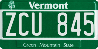 VT license plate ZCU845