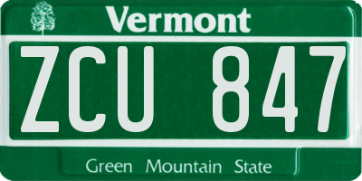 VT license plate ZCU847
