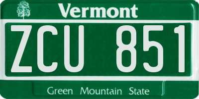 VT license plate ZCU851
