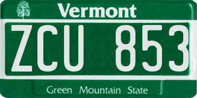 VT license plate ZCU853