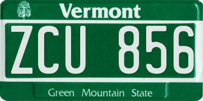 VT license plate ZCU856