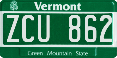 VT license plate ZCU862