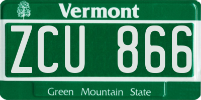 VT license plate ZCU866