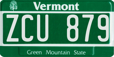 VT license plate ZCU879