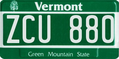 VT license plate ZCU880