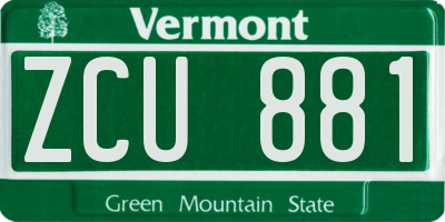 VT license plate ZCU881