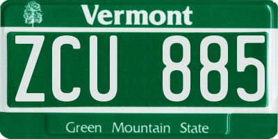 VT license plate ZCU885