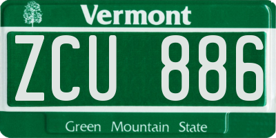 VT license plate ZCU886