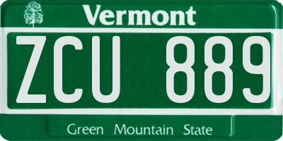 VT license plate ZCU889