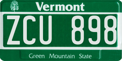 VT license plate ZCU898