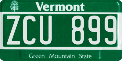 VT license plate ZCU899