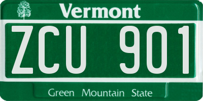 VT license plate ZCU901