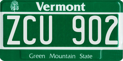 VT license plate ZCU902