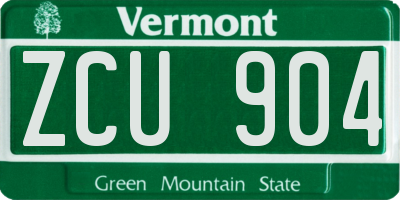 VT license plate ZCU904