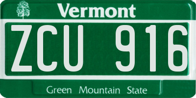 VT license plate ZCU916