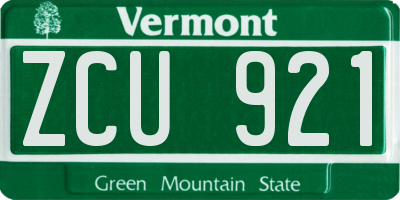 VT license plate ZCU921