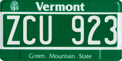 VT license plate ZCU923