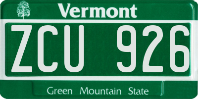 VT license plate ZCU926