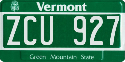 VT license plate ZCU927