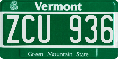 VT license plate ZCU936