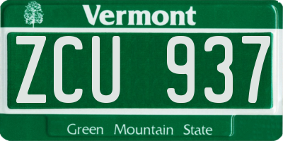 VT license plate ZCU937