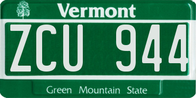 VT license plate ZCU944