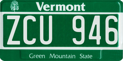 VT license plate ZCU946