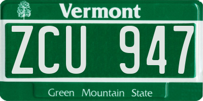 VT license plate ZCU947