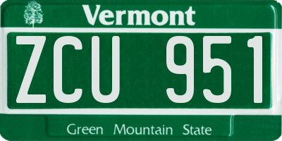 VT license plate ZCU951