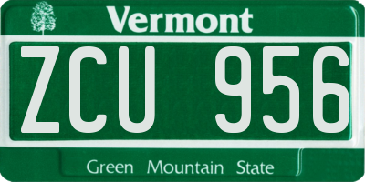 VT license plate ZCU956