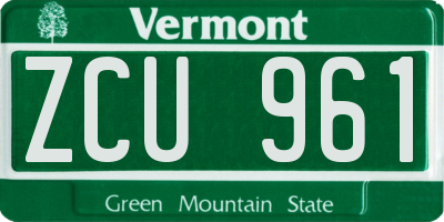 VT license plate ZCU961