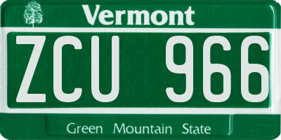 VT license plate ZCU966