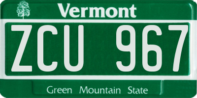 VT license plate ZCU967