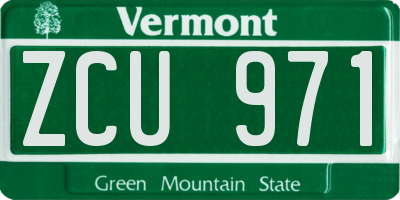 VT license plate ZCU971