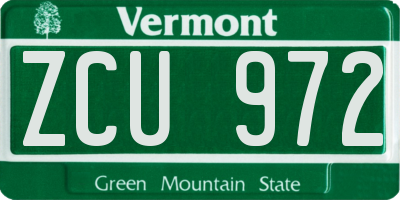VT license plate ZCU972