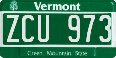 VT license plate ZCU973