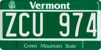 VT license plate ZCU974